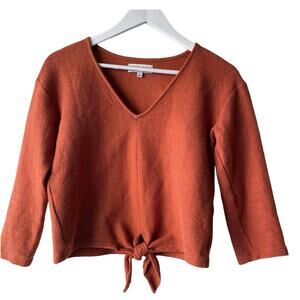 Texture & Thread Madewell Terracotta V-neck 3/4 Sleeve Tie Waist Top - Size XS